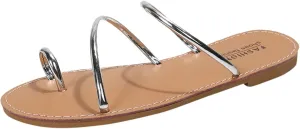 Temperament Flat Bottom Sandals for Women Rhinestone Open Toe Slip on Casual Sandal Leather Sandals for Women