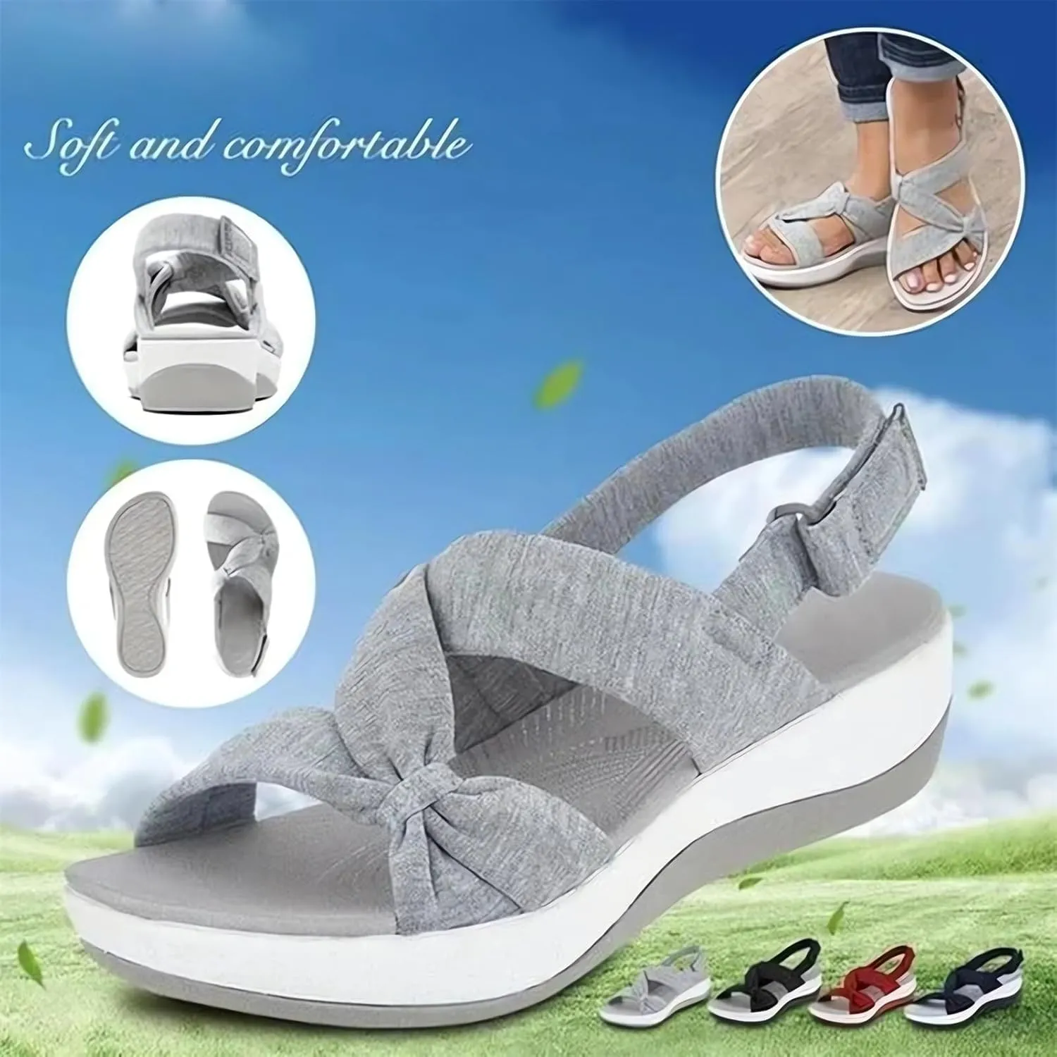 Thatrich Sandals Women Comfortable Orthotic Sport Slippers Ankle Strap Wide Width Arch Support Shoes Beach Walking Sandals