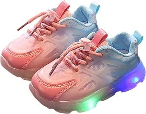 Toddler Baby Girls Boys Light Up Shoes Kids Mesh Breathable Led Flashing Sneakers Lace Up Athletic School Shoes 1