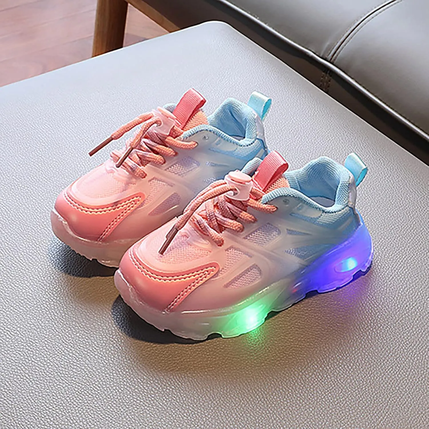 Toddler Baby Girls Boys Light Up Shoes Kids Mesh Breathable Led Flashing Sneakers Lace Up Athletic School Shoes 1
