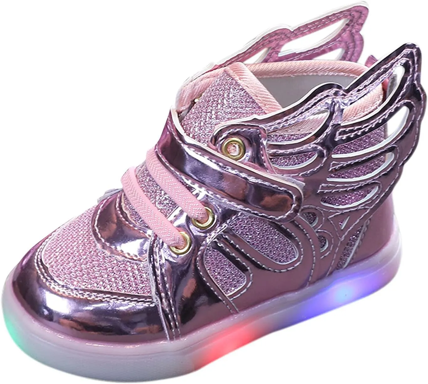 Toddler Boys Girls Light Up Shoes Butterfly Ankle Boots Lightweight Breathable Anti-Slip Led Flashing Sport Sneakers (Pink, 10 Little Kid)