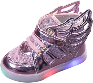 Toddler Boys Girls Light Up Shoes Butterfly Ankle Boots Lightweight Breathable Anti-Slip Led Flashing Sport Sneakers (Pink, 11.5 Little Kid)