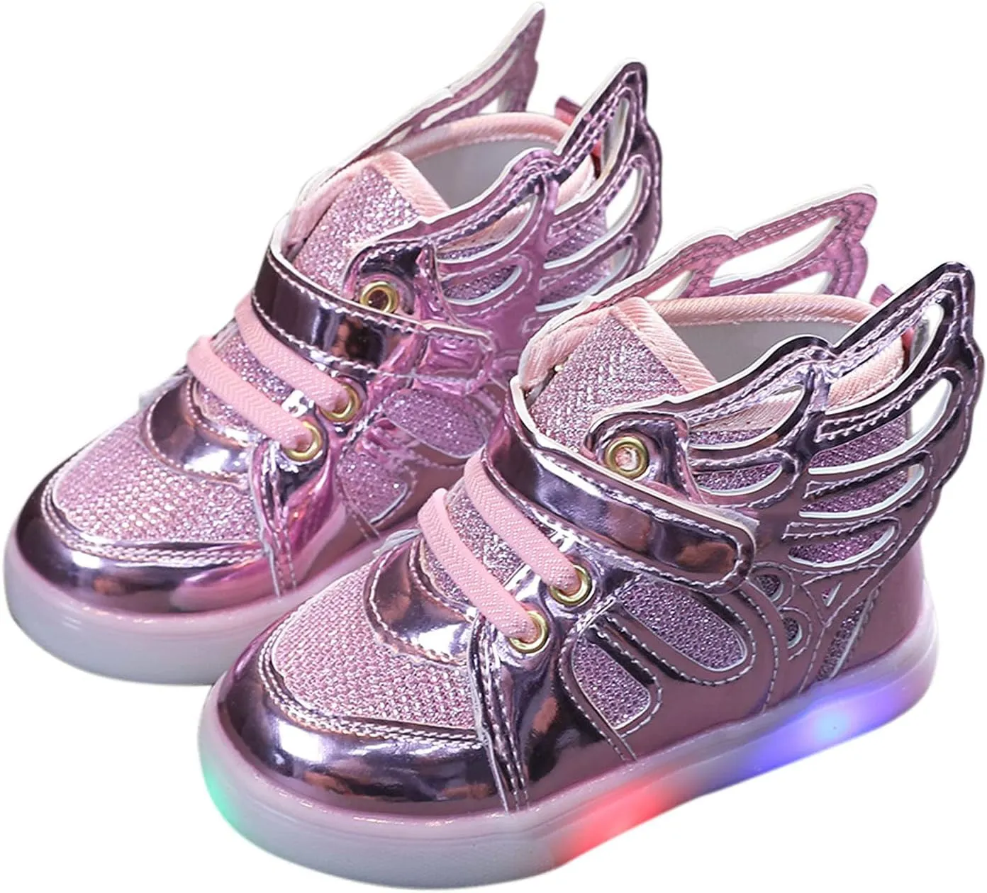 Toddler Girls Light Up Sequins Running Shoes Slip On Flashing Casual Shoes Girls High Top Sneakers for Kids