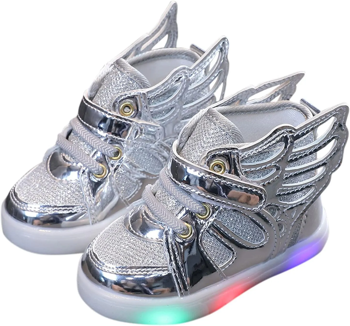 Toddler Girls Light Up Sequins Running Shoes Slip On Flashing Casual Shoes Girls High Top Sneakers for Kids