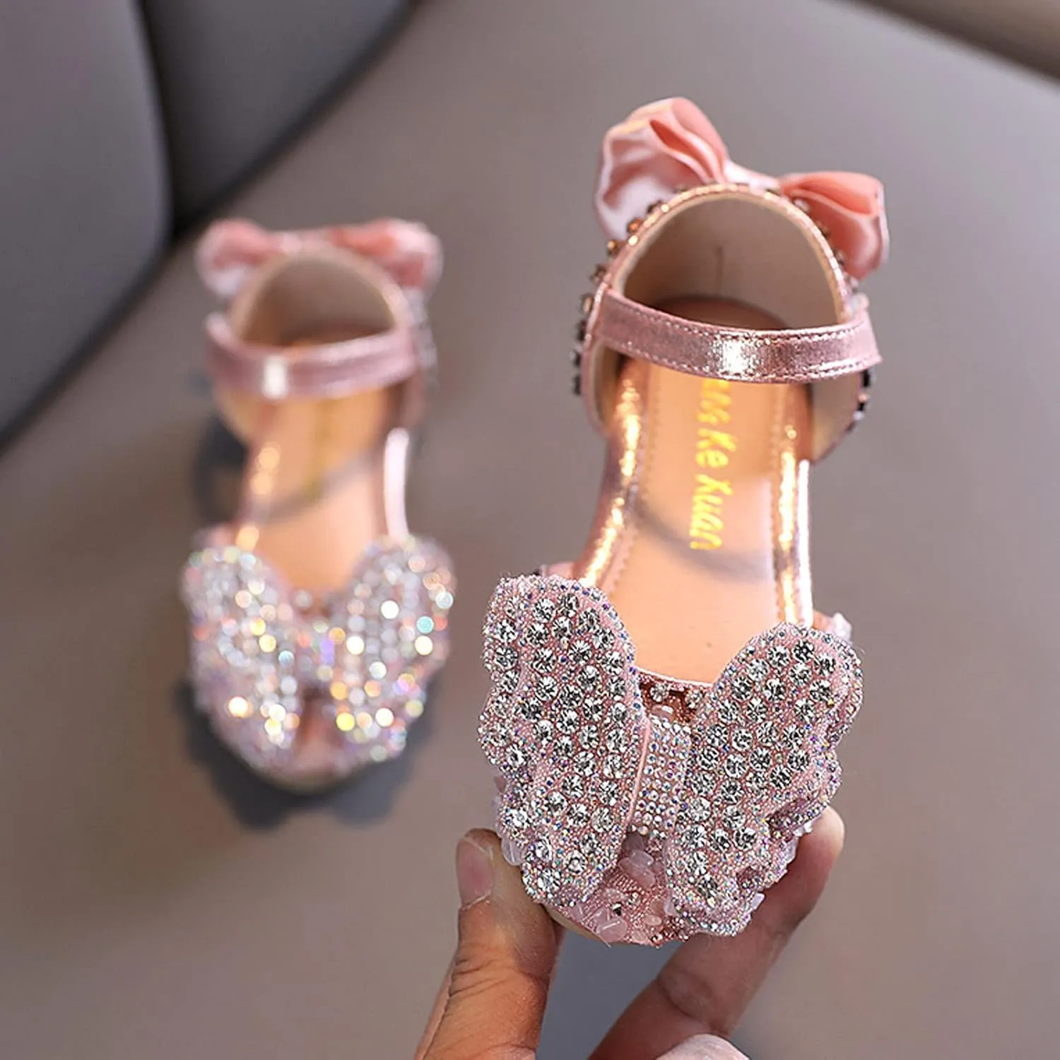 Toddler Girls Mary Janes Shoe Low Heel Ballet Flat Mary Jane Heels Princess Bow Party Wedding Pumps Shoes First Steps
