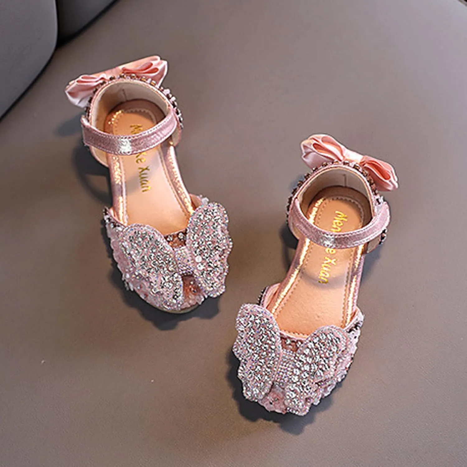 Toddler Girls Mary Janes Shoe Low Heel Ballet Flat Mary Jane Heels Princess Bow Party Wedding Pumps Shoes First Steps