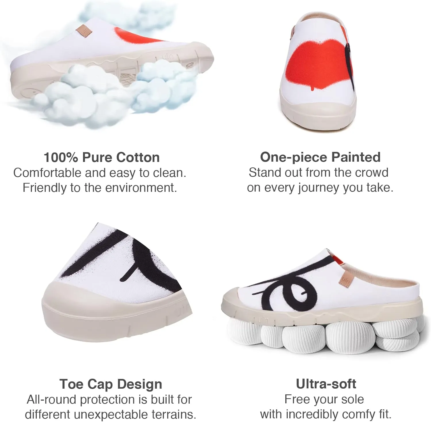 UIN Women's Fashion Sneakers Lightweight Walking Casual Slip Ons Loafers Comfortable Art Painted Travel Shoes Cadiz
