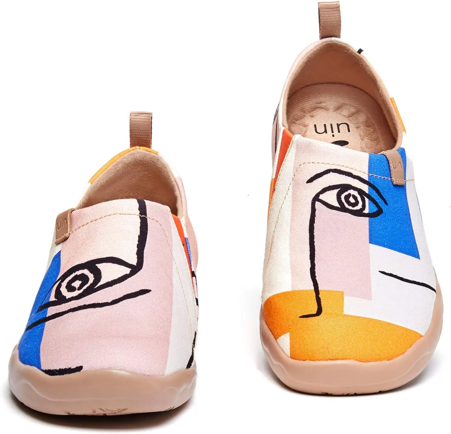 UIN Women's Slip Ons Canvas Lightweight Flats Sneakers Walking Casual Loafers Comfortable Art Painted Travel Shoes Look at Me (5.5)