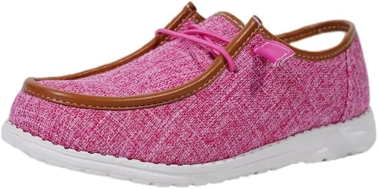 Unisex-Adult Comfort Canvas Loafers Sneakers Lightweight Boat Shoes Easy Slip-On Deck Shoes Lace-Up Non-Slip Flat Drving Shoes Breathable Walking Shoes for Men Women, Pink/Grey/Black