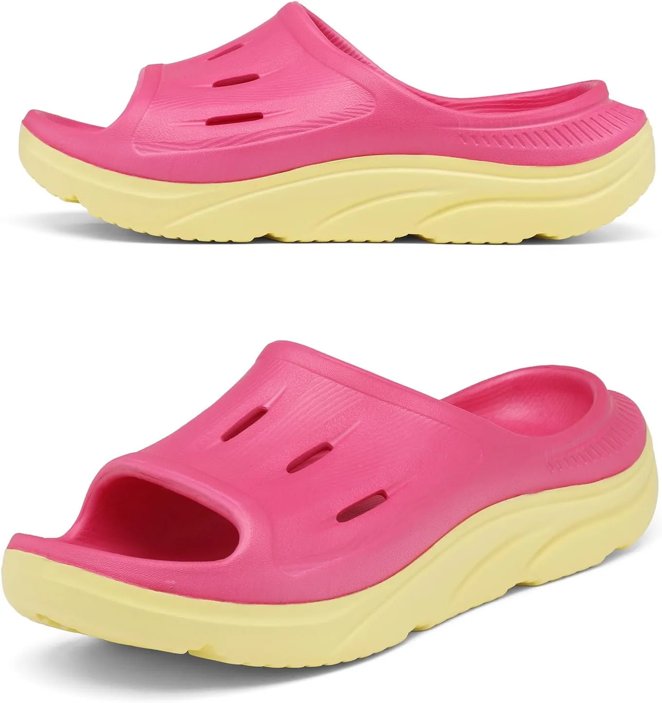 Unisex Adult Recovery Slides, Women and Men’s Plantar Fasciitis Thick Cushion Sandals with Arch Support, Orthotic Athletic Comfortable Lightweight Slippers for Indoor Outdoor