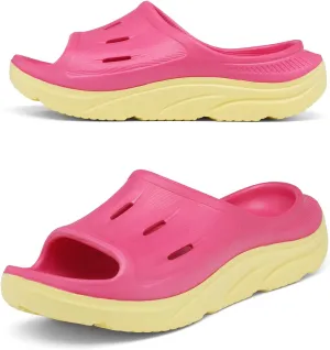 Unisex Adult Recovery Slides, Women and Men’s Plantar Fasciitis Thick Cushion Sandals with Arch Support, Orthotic Athletic Comfortable Lightweight Slippers for Indoor Outdoor