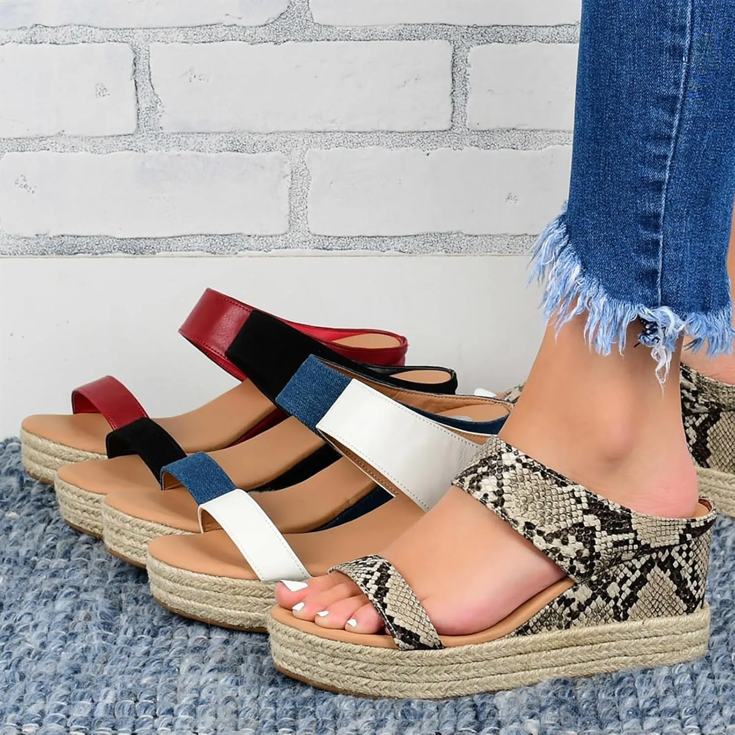 UOQAPRE Sandals for Women Platform Wedge Open Toe Low Heel Beach Womens Sandals Flats Heel Ankle Chelsea Dress Shoes