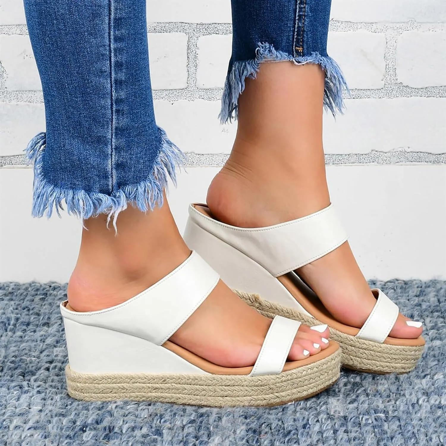 UOQAPRE Sandals for Women Platform Wedge Open Toe Low Heel Beach Womens Sandals Flats Heel Ankle Chelsea Dress Shoes