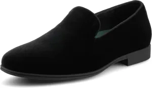 Vance Mens Giovanni Venetian Dress Loafer Black Velour Black Faux Patent Leather Almond-Toe 6mm Vance Comfort System Insole Black Velour 11.5 Medium Mens US