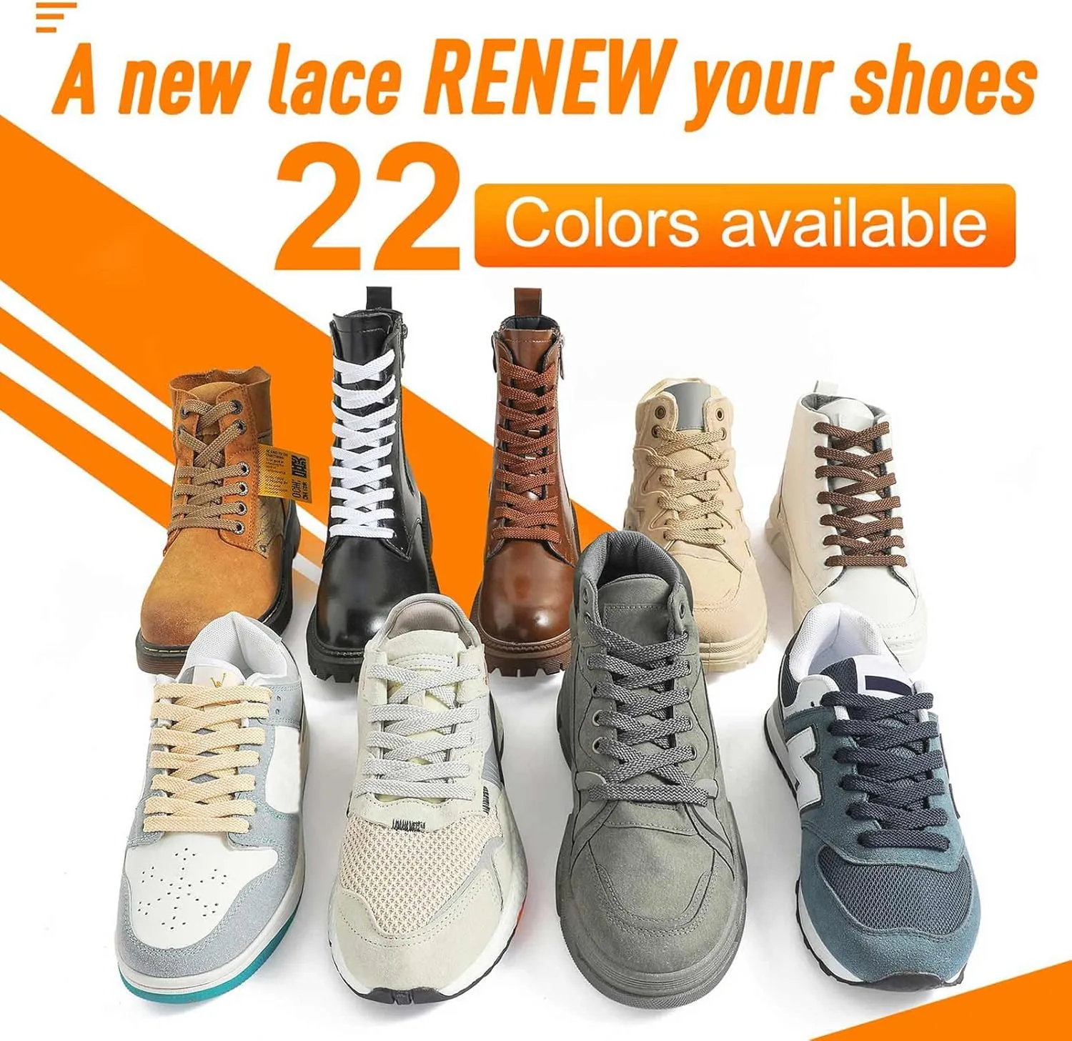 VSUDO Flat Shoe Laces for Sneakers, Shoelaces for Sneakers, Athletic Shoelaces