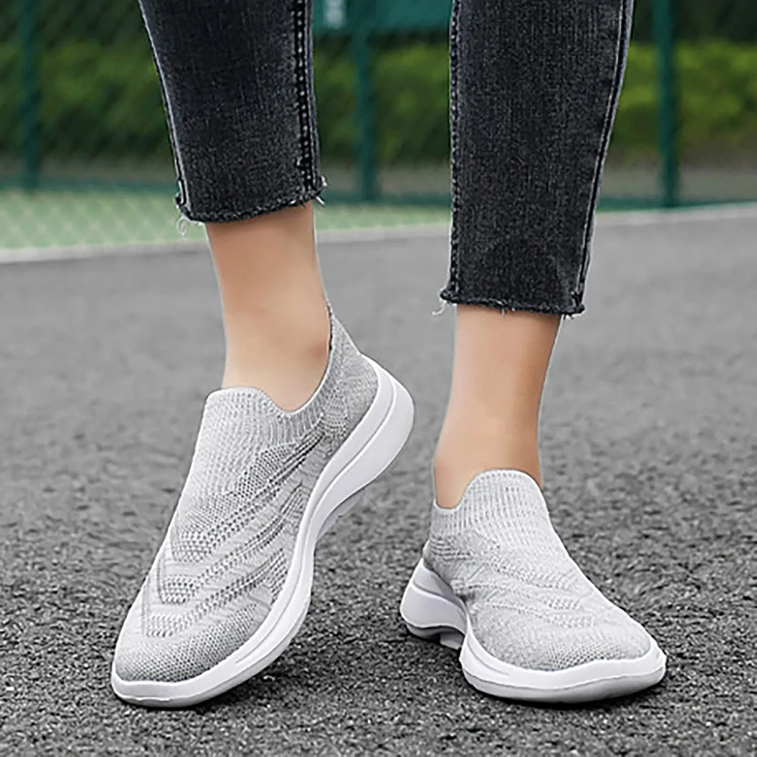 White Running Sneakers for Women 2023 Zapatos Negros De Tacon Bajo para Mujer Womens Casual Shoes Slip Ons Sneakers Black Sneakers Women Trendy Slip On Walking Shoes Women Black