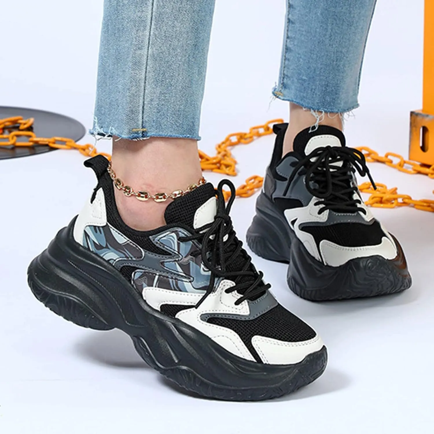 White Sneakers for Women Comfortable Black Chunky Sneakers for Women 2023 Nurse Shoes for Women Comfortable White Lace Up Wedges Sneakers for Women Zapatillas OrtopéDicas Para Mujer De Vestir