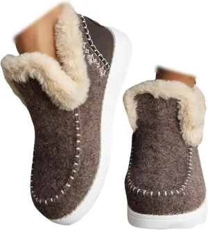 Winter Boots For Women 2024 Dressy Slip On Warm Snow Ankle Booties Fashion Fur Lined Comfortable Loafers Shoes