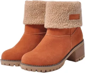 Winter Boots For Women Fashion Snow Boots 2024 Lightweight Cold Weather Fur Lined Warm Mid Calf Boots Ankle Booties