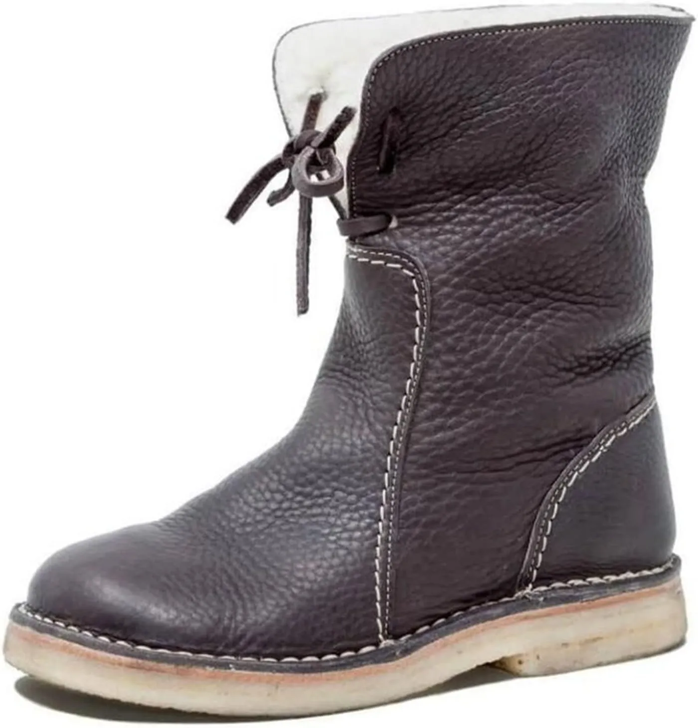 Winter Boots For Women Fashion Snow Boots Lightweight Warm Faux Fur Lined Slip On Comfort Mid-Calf Ankle Booties 2024