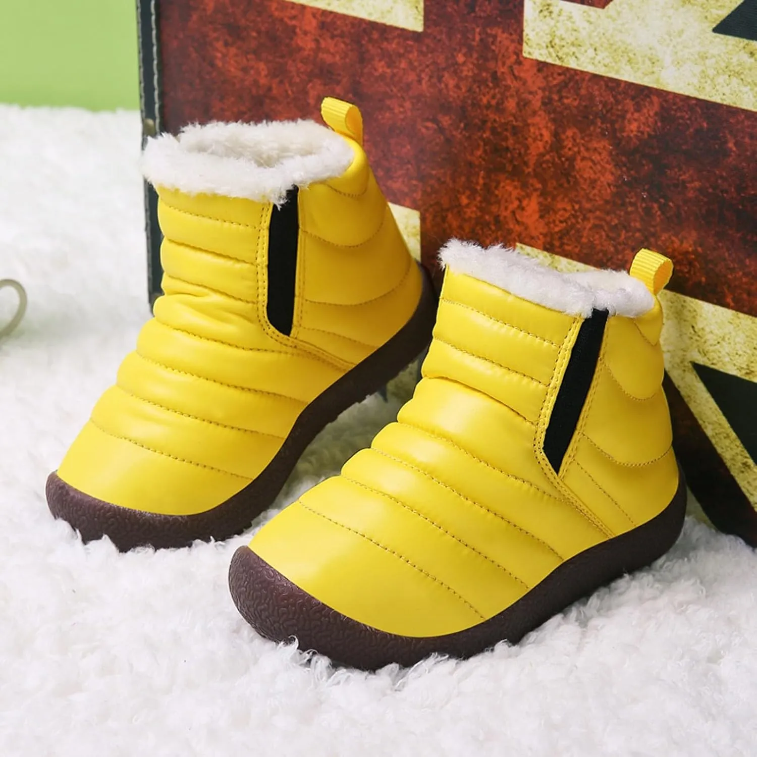 Winter Kids Snow Boots Winter Warm Waterproof Warm Snow Boots Ankle Hiking Boots Anti-Slip Outdoor Shoes