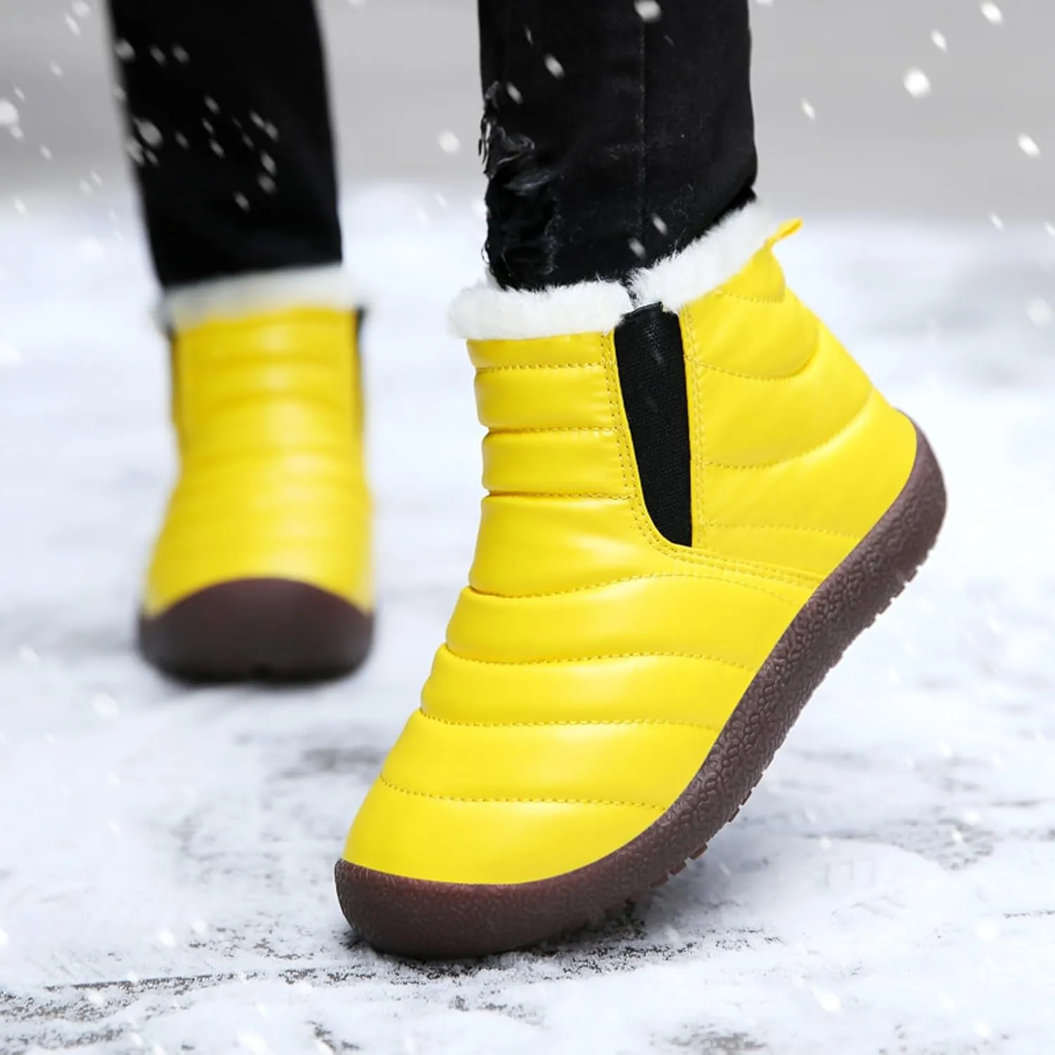 Winter Kids Snow Boots Winter Warm Waterproof Warm Snow Boots Ankle Hiking Boots Anti-Slip Outdoor Shoes
