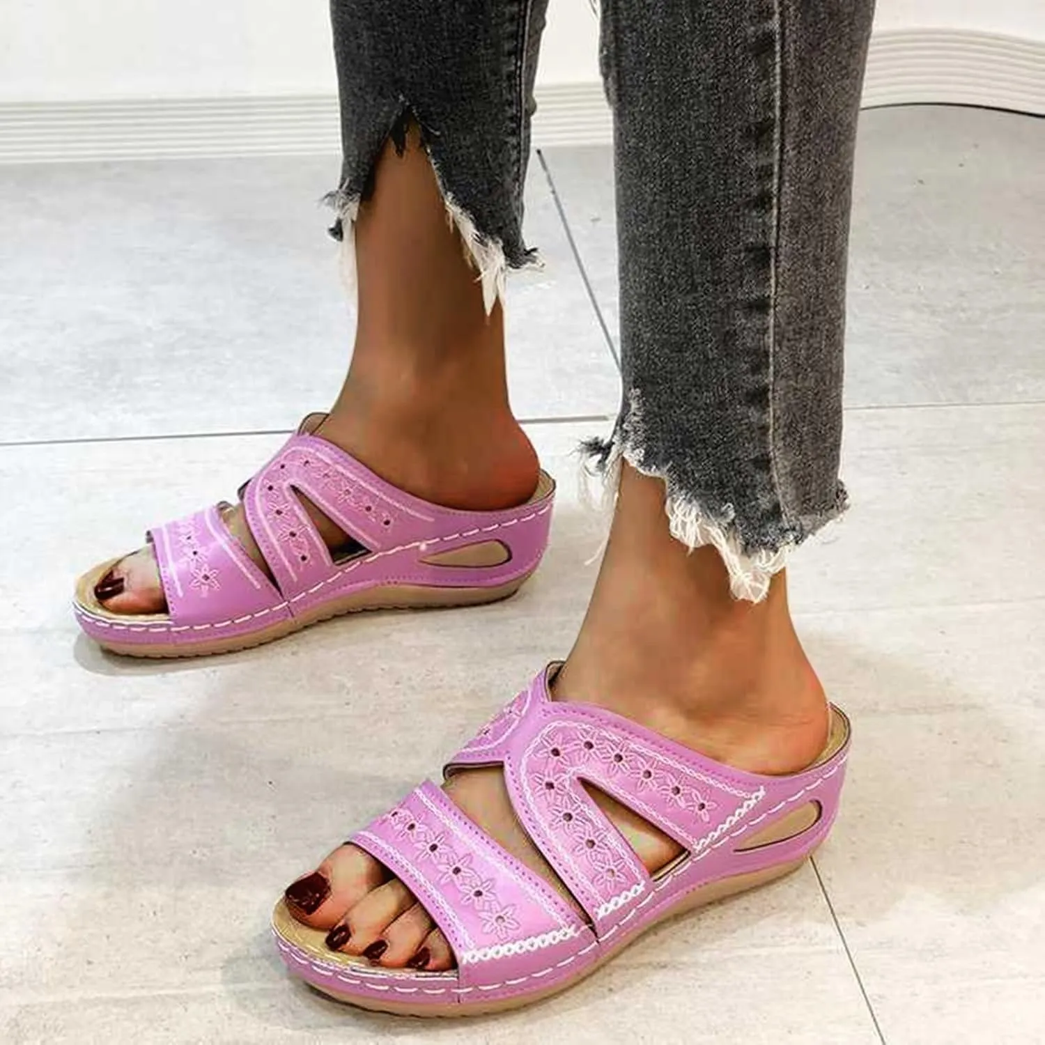 Woman Sandals Fancy Summer Shoes Women With Back Strap Summer Beach Dressy Strappy Wedge Heel Sandals