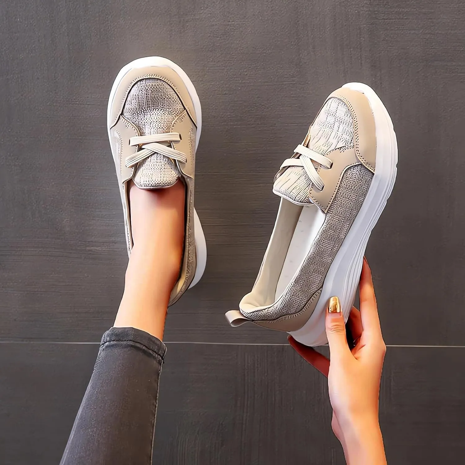 Women Casual Walking Shoes Orthopedic Arch Support Breathable Slip on Non-Slip Comfort Loafers Mesh Low Top Casual Soft Sole Sneakers Flats Wide Width Boat Shoes Support Work Loafer