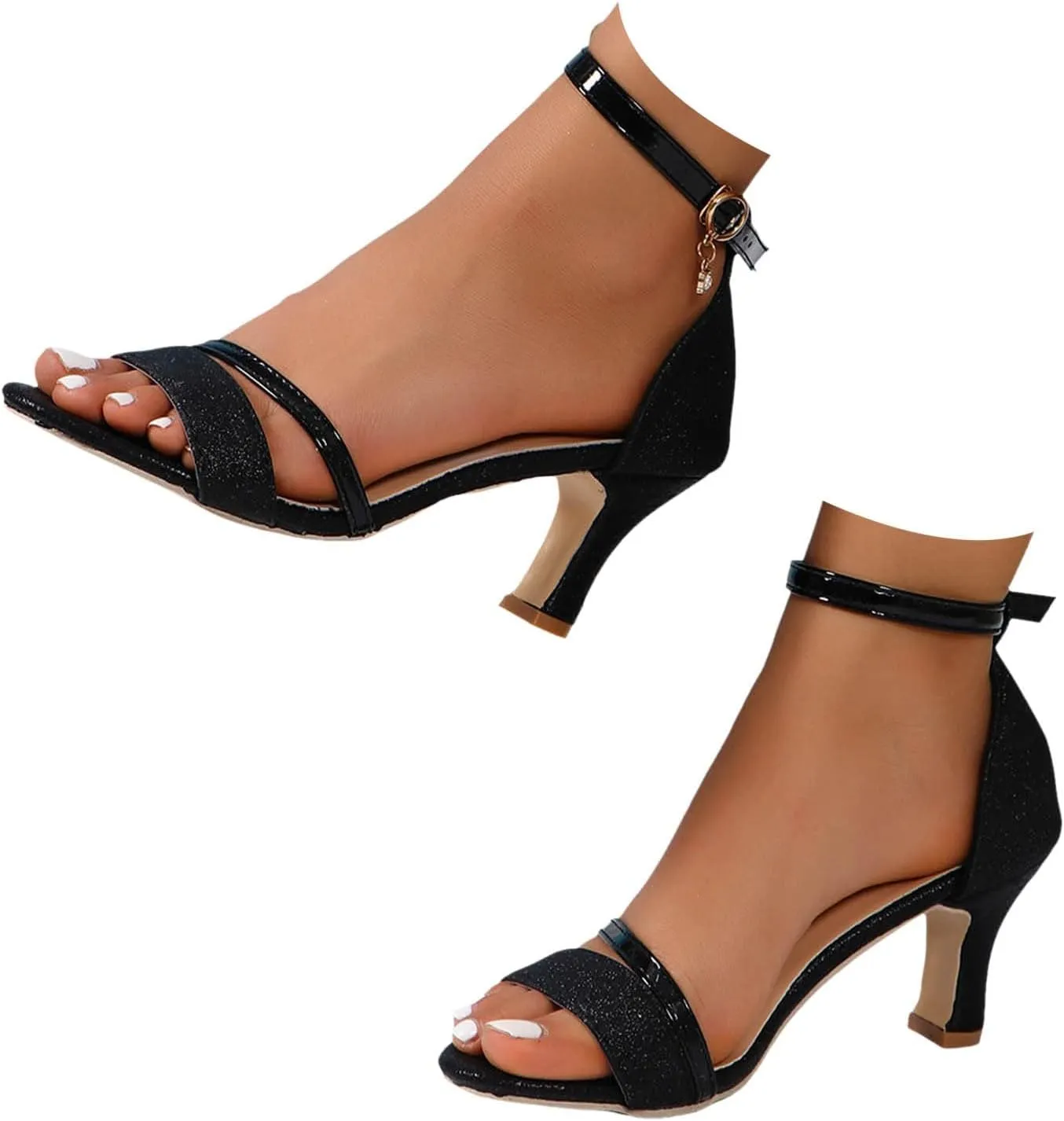 Women Fish Mouth Line Strap Ankle Strap Sandals Medium Heel Sandals Slip on Men Sandals