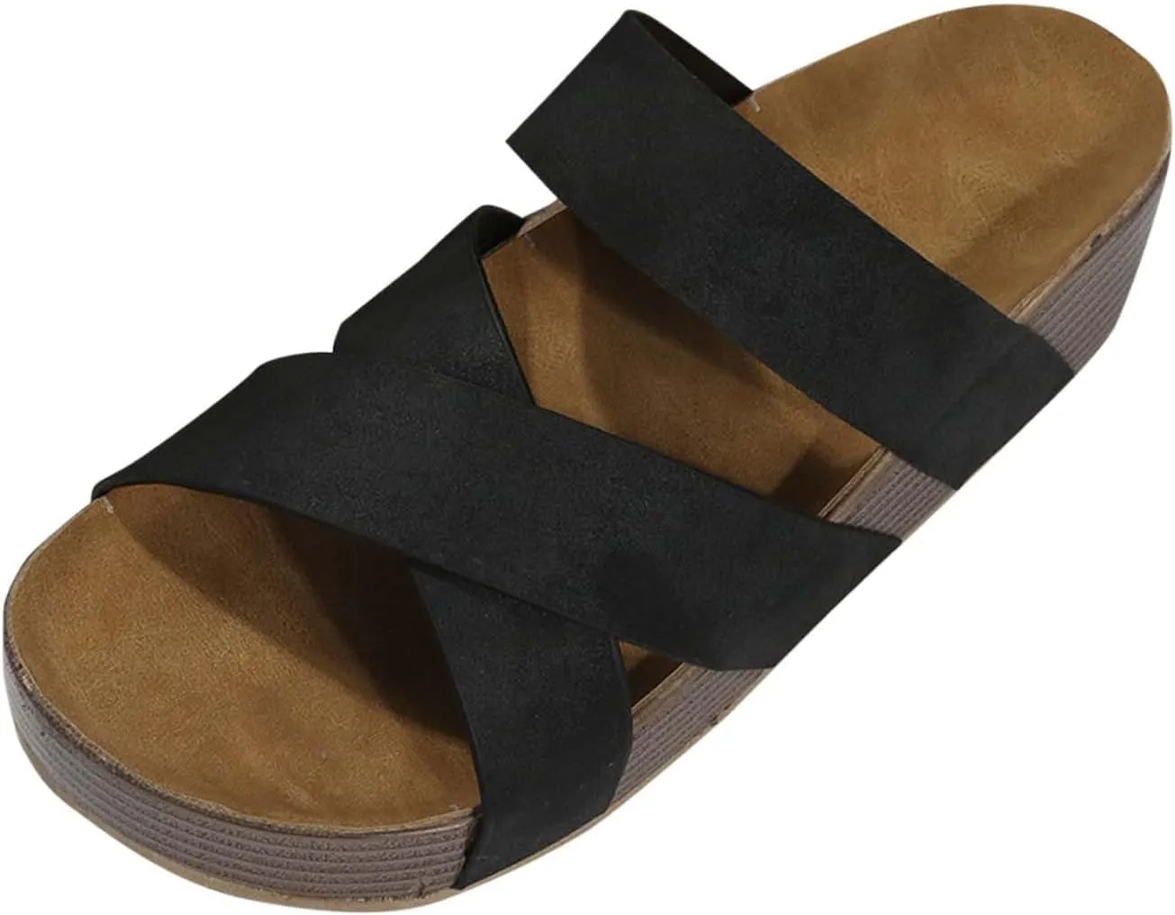 Women Platform Sandals Comfortable Casual Slip On Slippers Open Toe Wide Width Platform Sandals Casual Lightweight Soft Cushion Slides for Summers Dress Beach