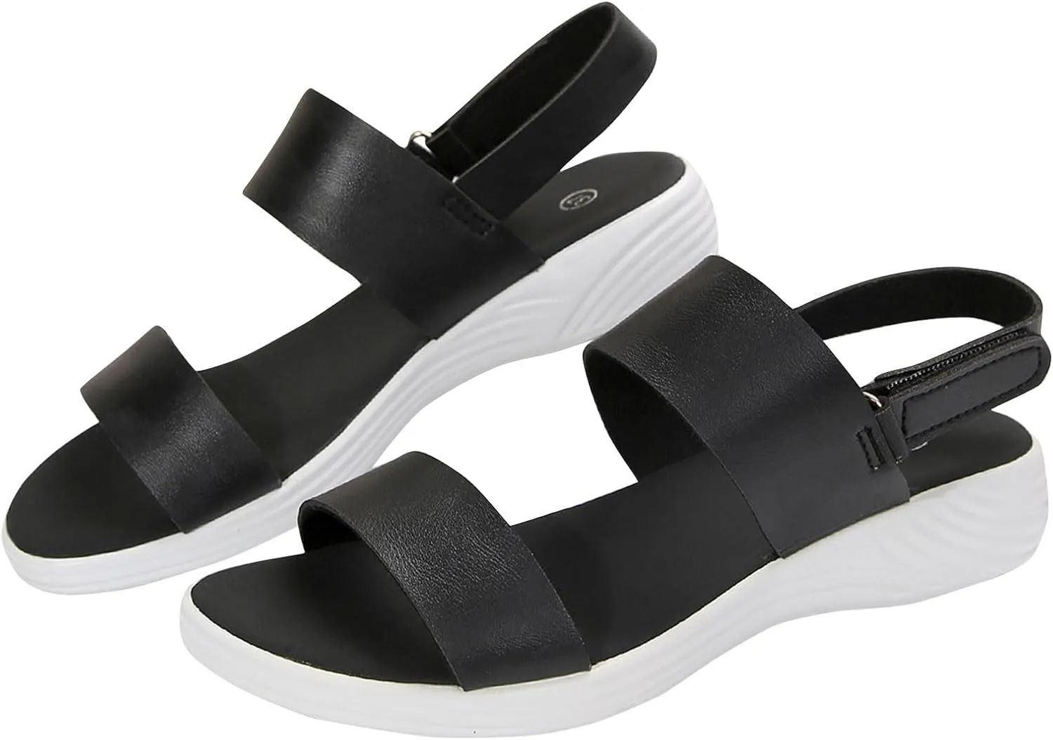 Women Solid Thick Strappy Sandals Hook and Loop Casual Summer Shoe Orthopedic Spring Comfy Sandal Arch Support Shoes