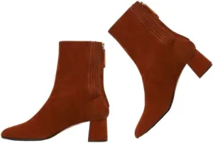 Women Suede Chunky Heel Ankle Boots Round Toe Ankle Booties Back Zipper 2 inch Low Block Heeled Dress Booties Mid Calf Short Boots Pleated Comfy Retro Casual Size 4-11 M US