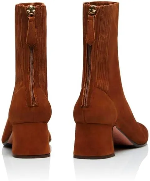 Women Suede Chunky Heel Ankle Boots Round Toe Ankle Booties Back Zipper 2 inch Low Block Heeled Dress Booties Mid Calf Short Boots Pleated Comfy Retro Casual Size 4-11 M US