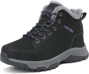 Women Waterproof Winter Ankle Snow Boots Non-Slip Hiking Boots with Warm Fur Lined Winter Walking Boots Sneakers Wide Width Outdoor