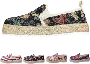 Women's 4th of July Platform SneakersFlag Print Fashion Sports ShoesFlat Casual Canvas Shoes Casual Slip On Platform Shoes
