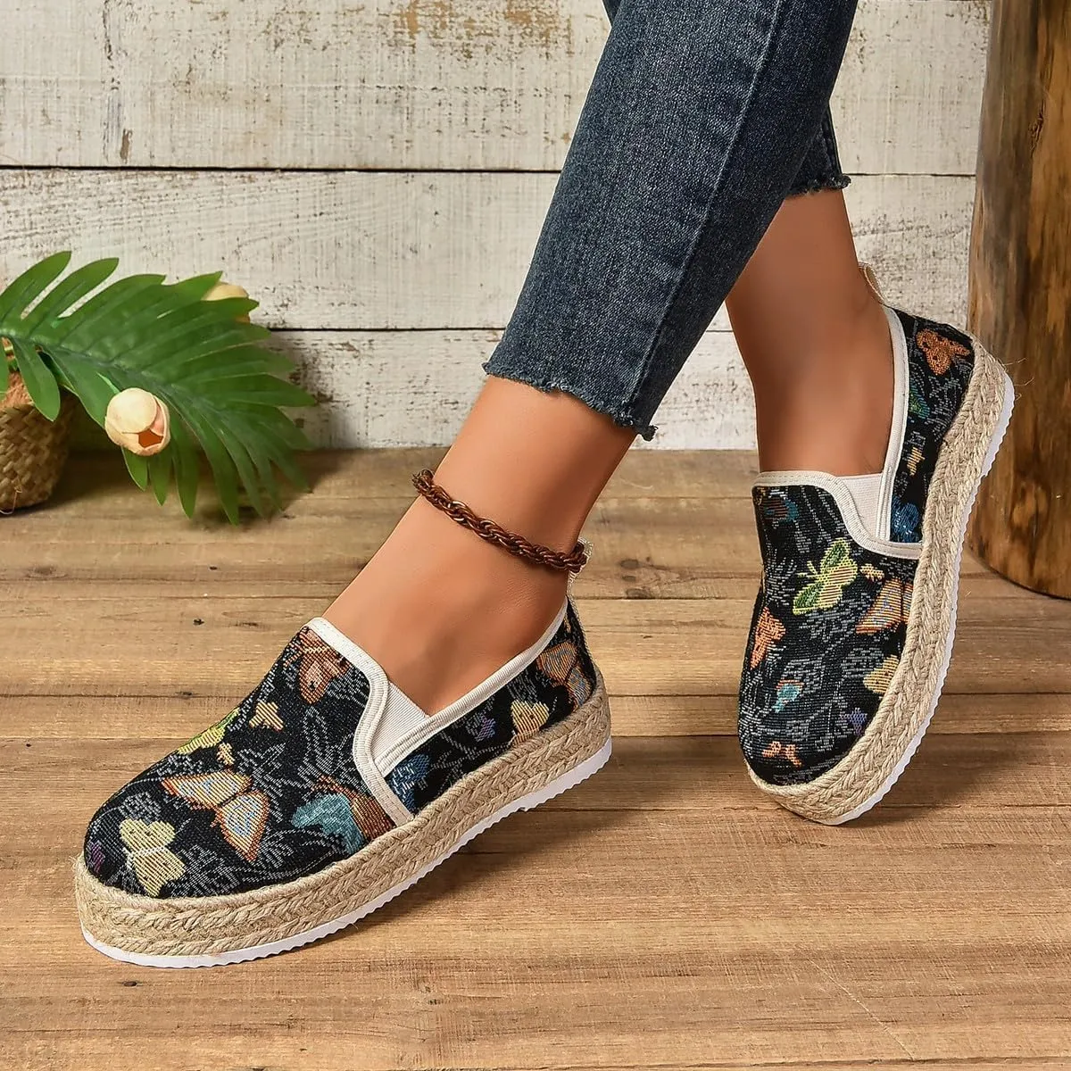 Women's 4th of July Platform SneakersFlag Print Fashion Sports ShoesFlat Casual Canvas Shoes Casual Slip On Platform Shoes