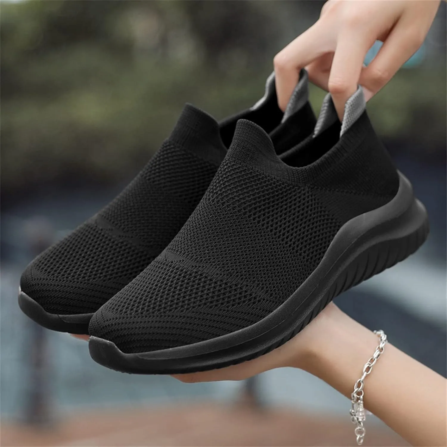 Women's Athletic Walking Shoes Slip On Casual Mesh Mens Running Shoes Arch Support Casual Work Shoes Black Platform Sneaker Black Tennis Shoe Casual Loafers