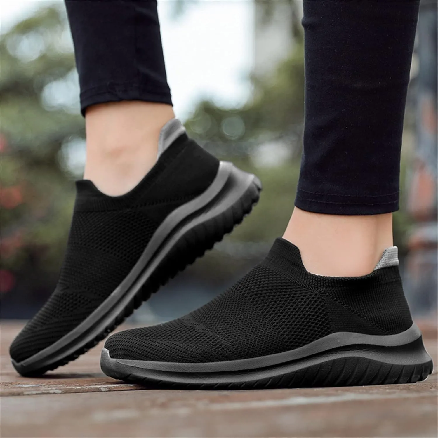 Women's Athletic Walking Shoes Slip On Casual Mesh Mens Running Shoes Arch Support Casual Work Shoes Black Platform Sneaker Black Tennis Shoe Casual Loafers