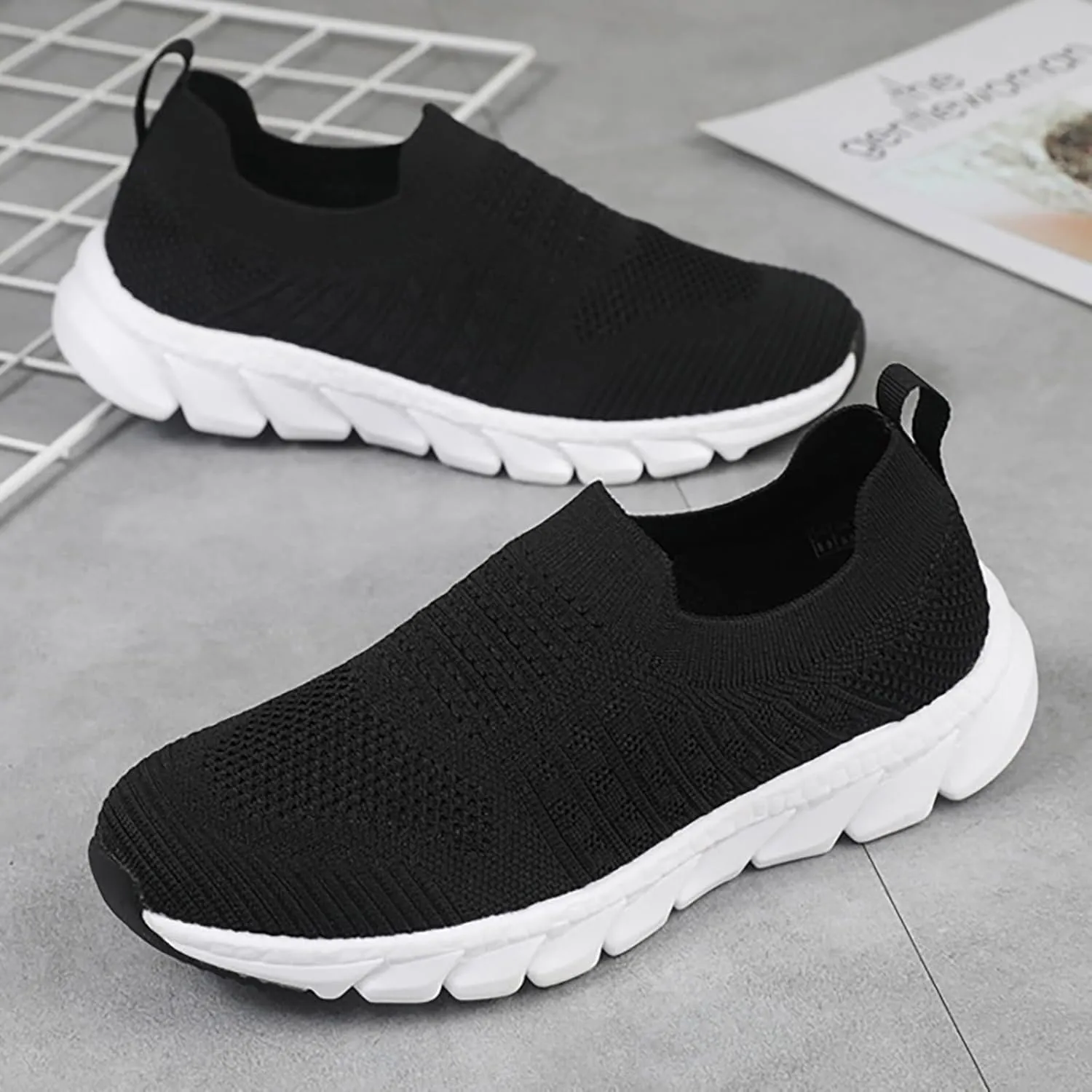 Women's Athletic Walking Shoes Slip On Casual Mesh Mens Running Shoes Lightweight Women Shoes Casual Men's Fashion Sneakers Slip On Tennis Shoe Loafers Dress Shoe