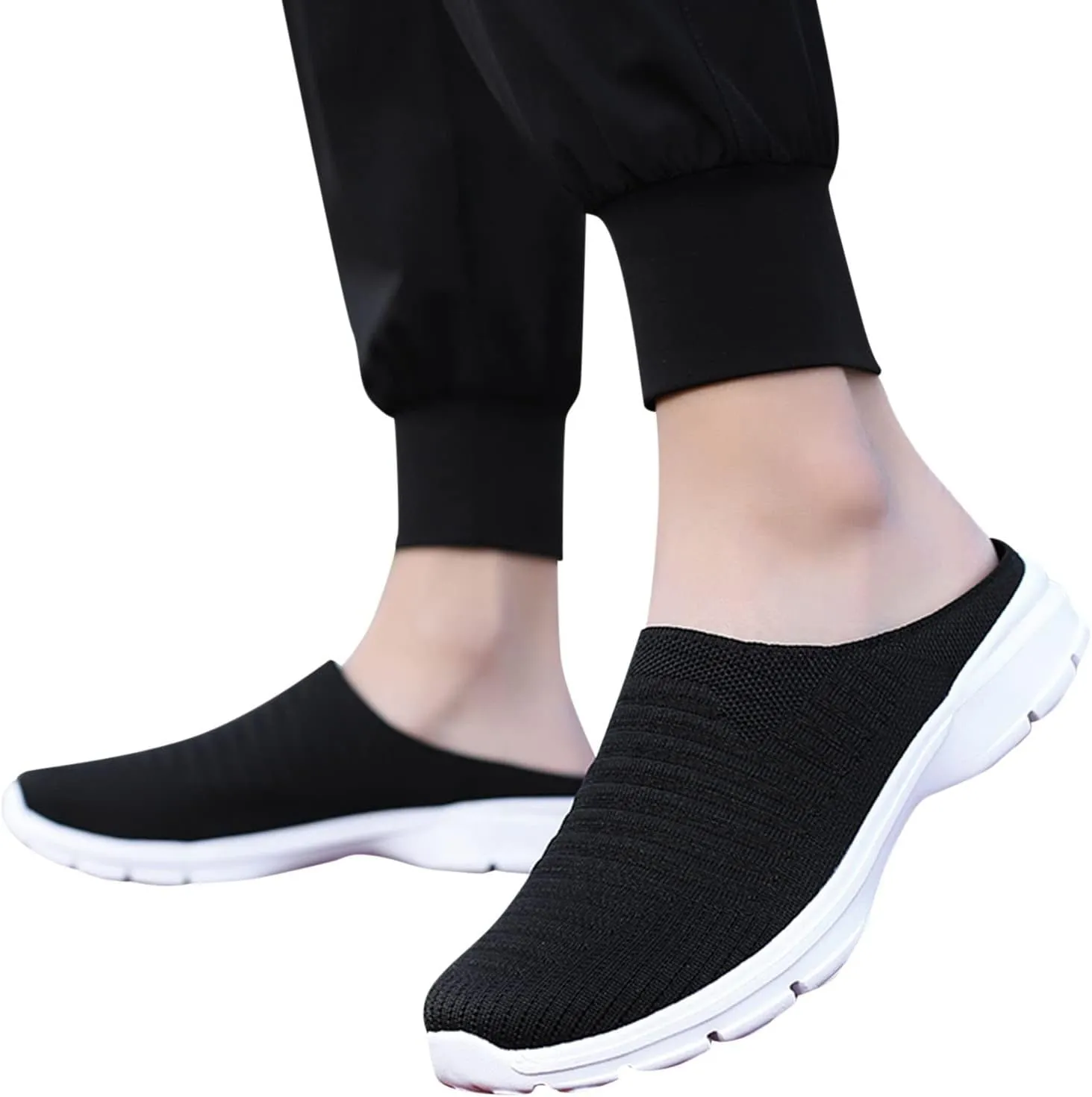 Women's Casual Slip on Half Shoes Breathable Running Shoes for Women Mesh Breathable Casual Dress Shoes White Platform Sneakers White Tennis Shoe Casual Loafers