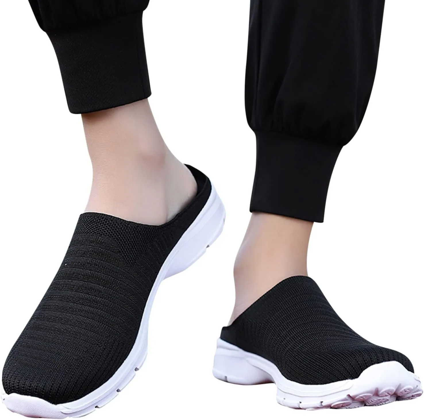 Women's Casual Slip on Half Shoes Breathable Running Shoes for Women Mesh Breathable Casual Dress Shoes White Platform Sneakers White Tennis Shoe Casual Loafers