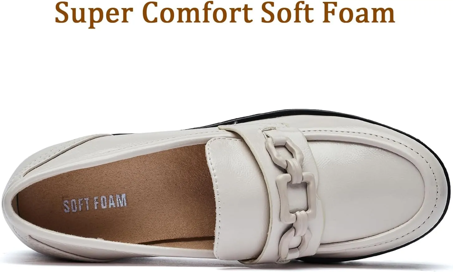 Women's Chunky Heel Penny Loafers Shoes, Patent Leather Lug Sole Formal Work Shoes Comfort Platform Business Loafer