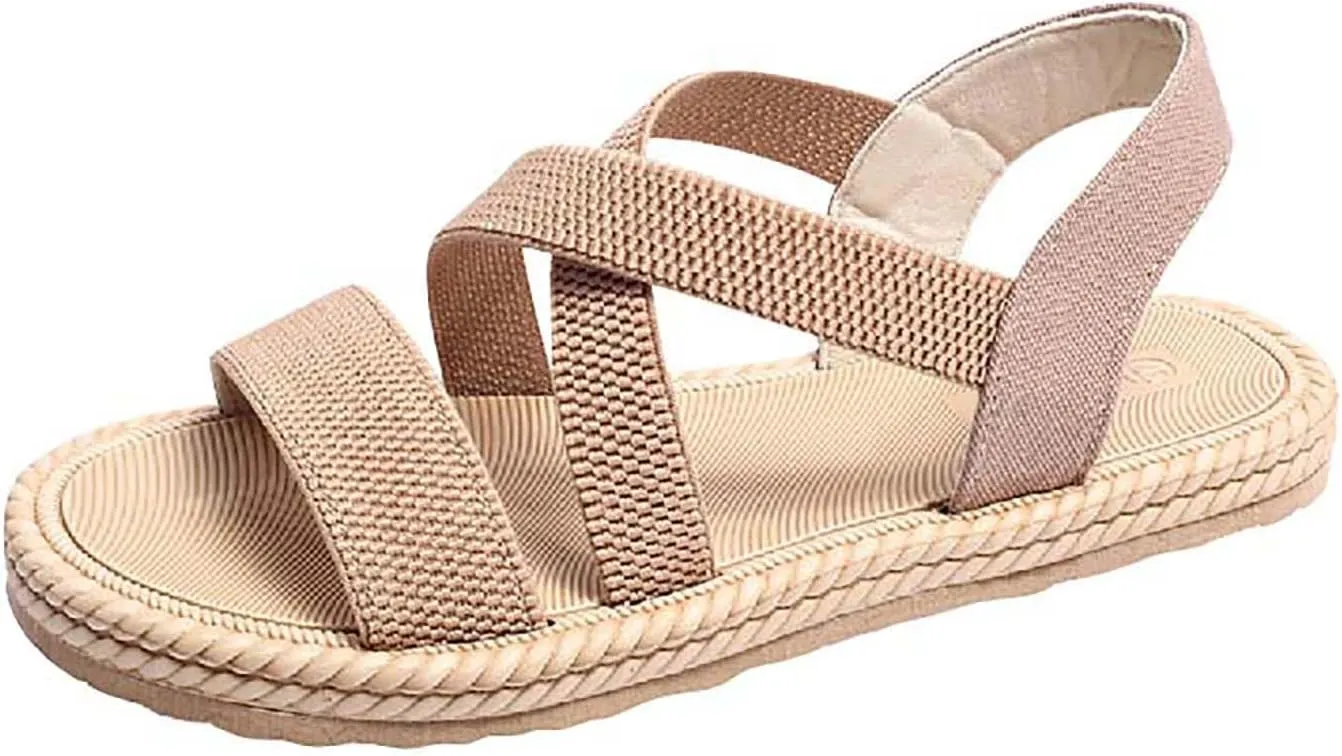 Womens Comfortable Flat Sandals Dressy Daily Sandals Summer Beach Open Toe Shoes Ankle Strap Footwear for Teen Girls