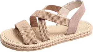Womens Comfortable Flat Sandals Dressy Daily Sandals Summer Beach Open Toe Shoes Ankle Strap Footwear for Teen Girls