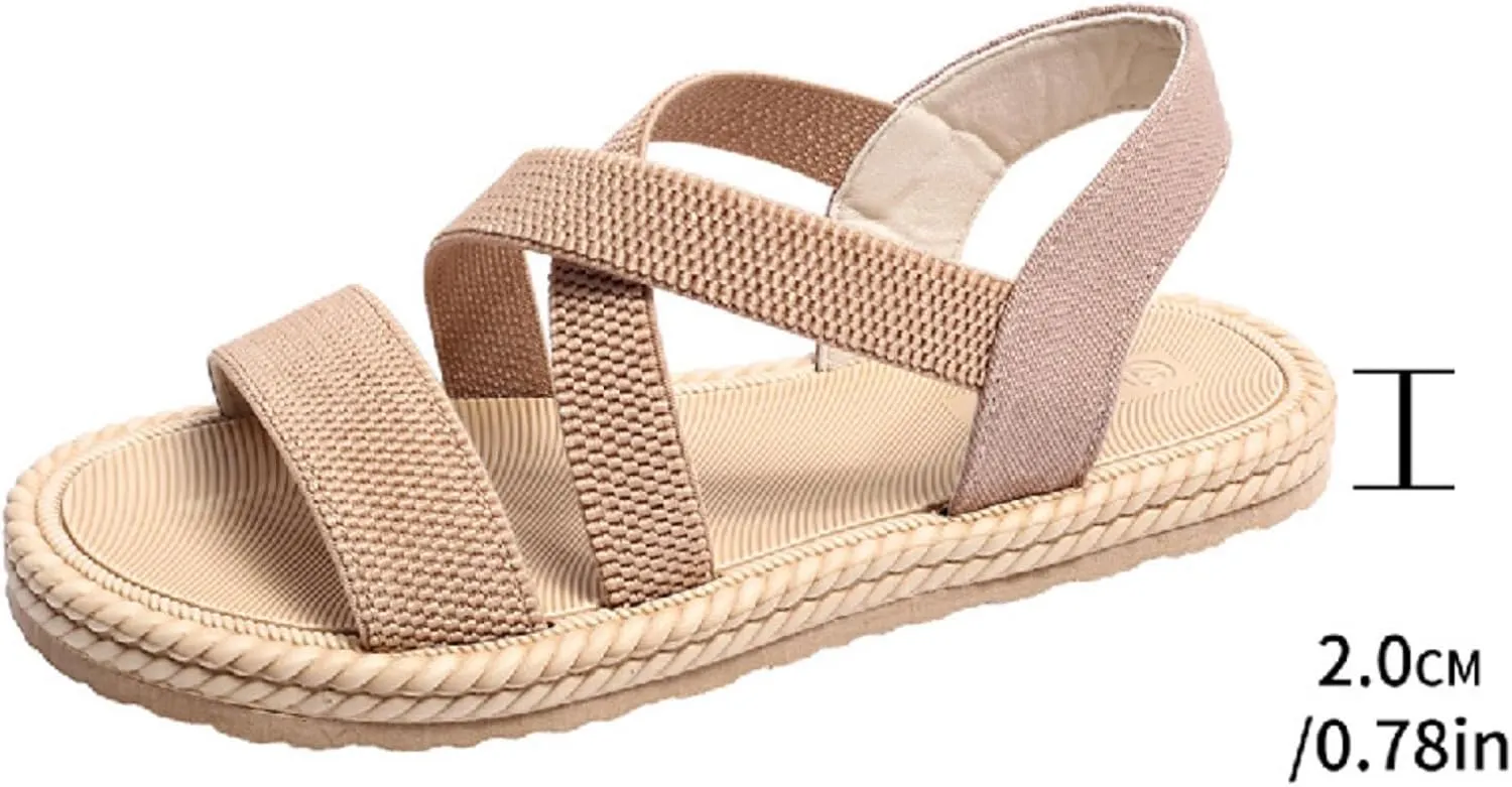 Womens Comfortable Flat Sandals Dressy Daily Sandals Summer Beach Open Toe Shoes Ankle Strap Footwear for Teen Girls