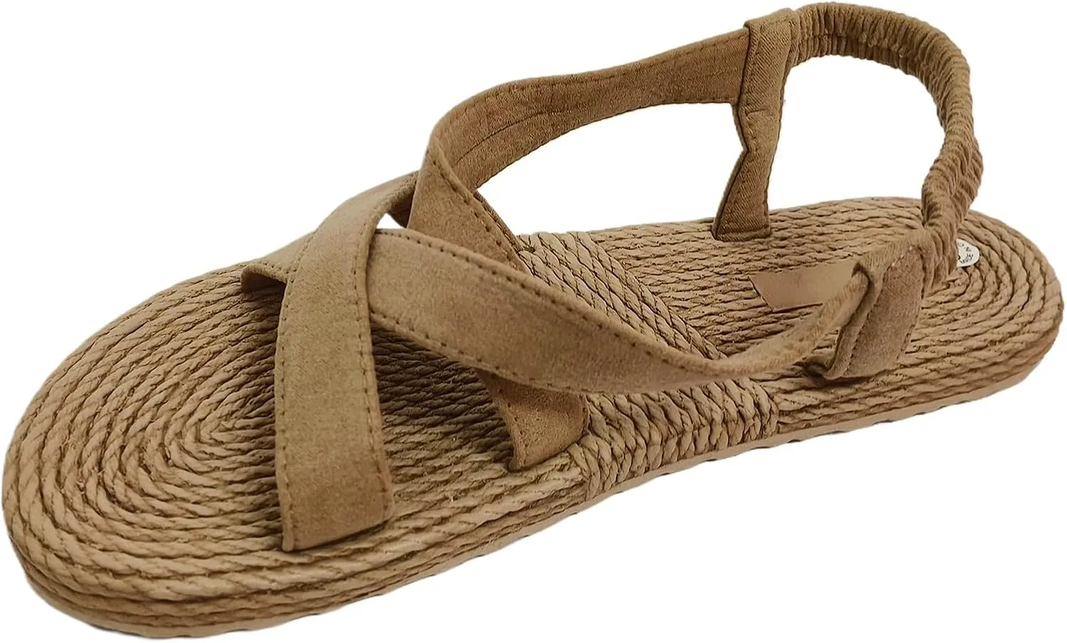 Women's Elastic Strap Bohemian Sandals Rhinestone Open Toe Slip on Casual Sandal Beach Non Slip Flat Sandals