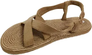 Women's Elastic Strap Bohemian Sandals Rhinestone Open Toe Slip on Casual Sandal Beach Non Slip Flat Sandals