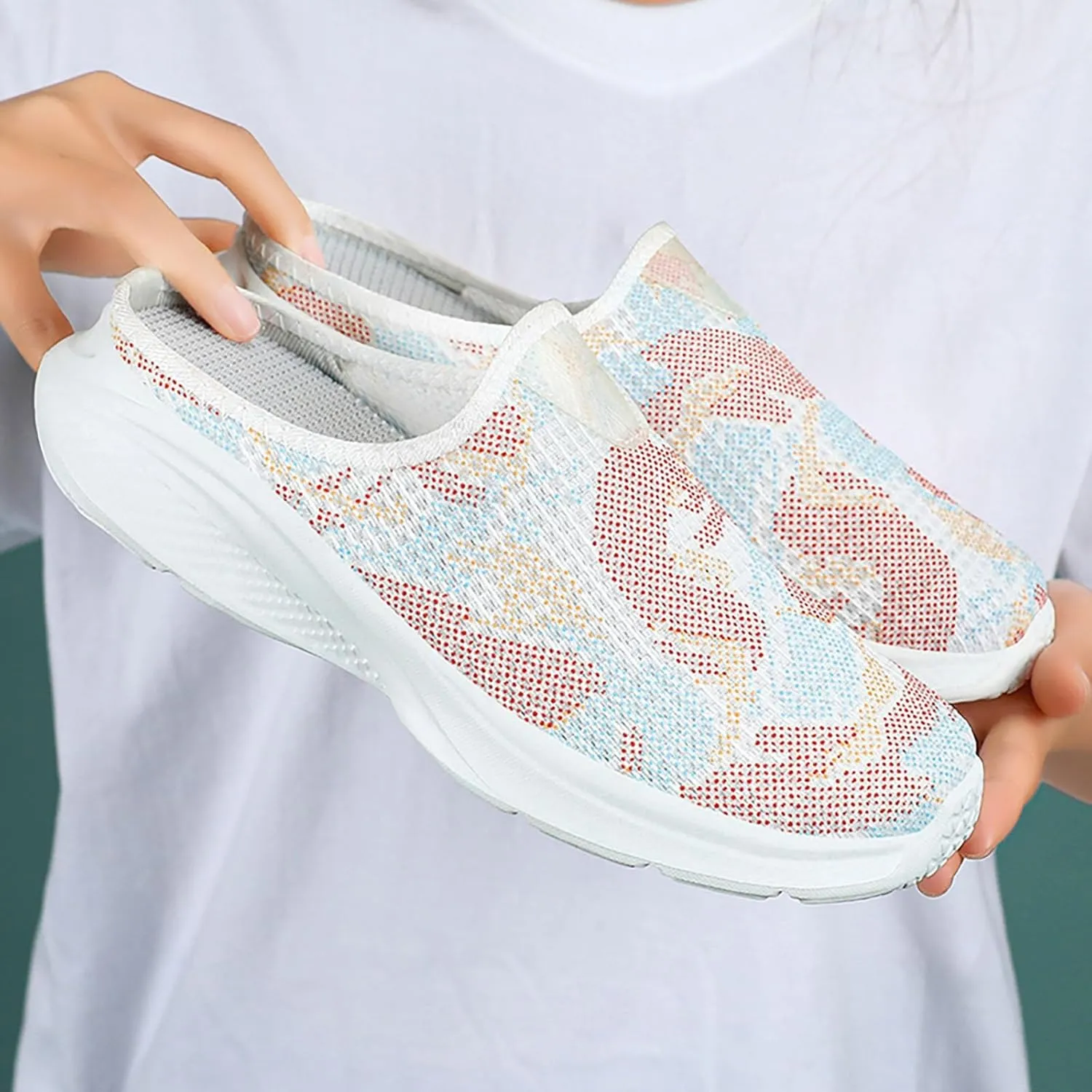Women's Fashion Mesh Color Slippers Temperament Comfortable Shoes Hot Furry Slippers for Women