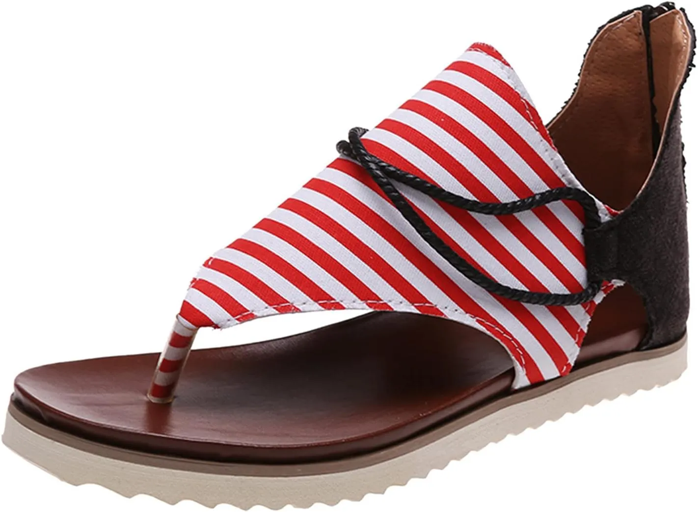 Womens Flip Flops Comfortable Slip On Thong Sandals Summer Zipper Back Open Toe Flats Clip Toe Casual Shoes