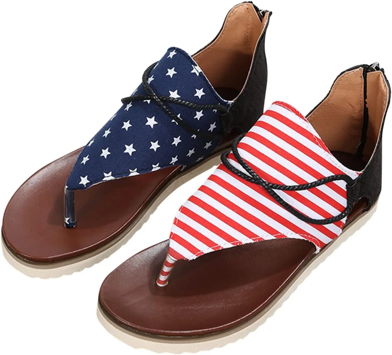 Womens Flip Flops Comfortable Slip On Thong Sandals Summer Zipper Back Open Toe Flats Clip Toe Casual Shoes